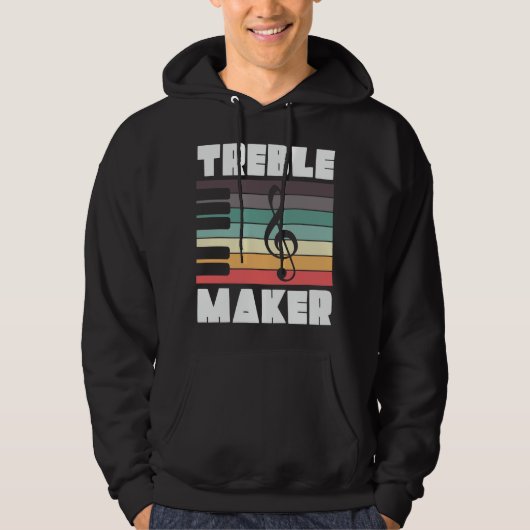 Treble Maker Music Pun Retro  Musicus Hoodie (Voorkant)