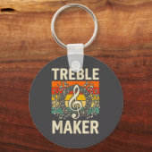 Treble Maker Retro Music Notes Pun For Band Choir  Sleutelhanger (Voorkant)