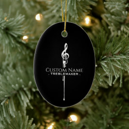 Treblemaker Funny Music Pun Classy Black G-Clef Keramisch Ornament