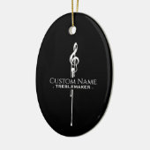 Treblemaker Funny Music Pun Classy Black G-Clef Keramisch Ornament (Links)