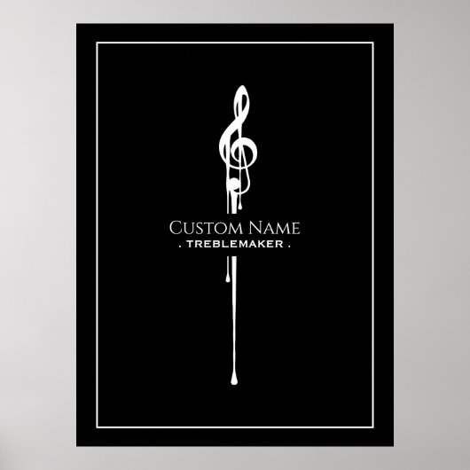 Treblemaker Funny Music Pun Classy Black G-Clef Poster (Voorkant)