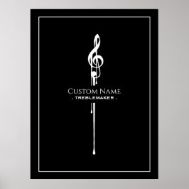 Treblemaker Funny Music Pun Classy Black G-Clef Poster
