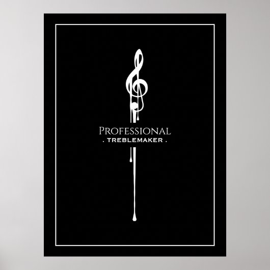 Treblemaker Funny Music Pun Classy Black G-Clef Poster (Voorkant)