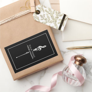 Treblemaker Funny Music Pun Classy Black G-Clef Rechthoekige Sticker