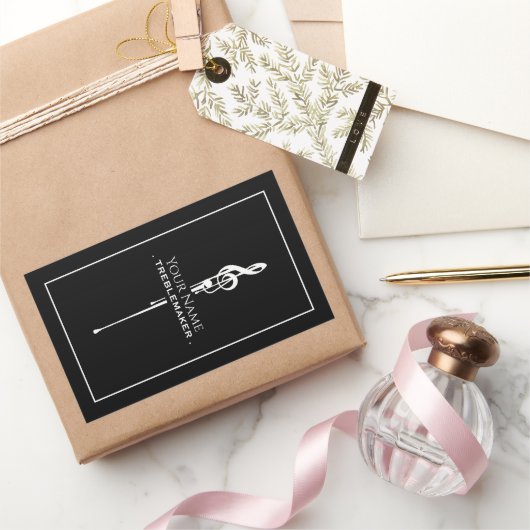 Treblemaker Funny Music Pun Classy Black G-Clef Rechthoekige Sticker (Geschenken)