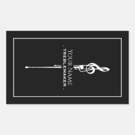 Treblemaker Funny Music Pun Classy Black G-Clef Rechthoekige Sticker