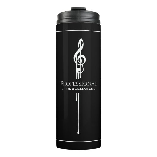 Treblemaker Funny Music Pun Classy Black G-Clef Thermosbeker (Voorkant)