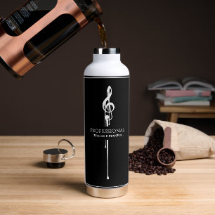 Treblemaker Funny Music Pun Classy Black G-Clef Waterfles