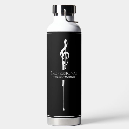 Treblemaker Funny Music Pun Classy Black G-Clef Waterfles (Links)