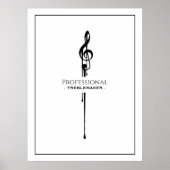 Treblemaker Funny Music Pun White G-Clef Poster (Voorkant)