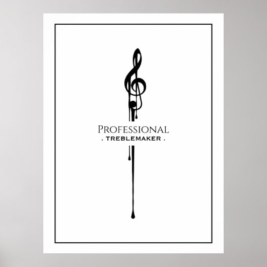 Treblemaker Funny Music Pun White G-Clef Poster (Voorkant)