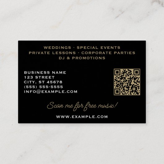 Treblemaker White Hot G-Clef op Classy Black Visitekaartje (Achterkant)