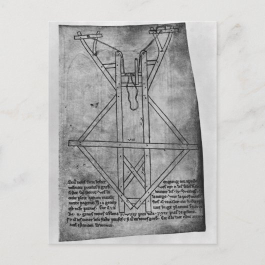 Trebuchet, machine om pijlen te werpen briefkaart (Voorkant)