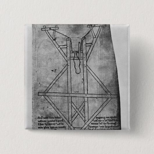 Trebuchet, machine om pijlen te werpen vierkante button 5,1 cm (Voorkant)