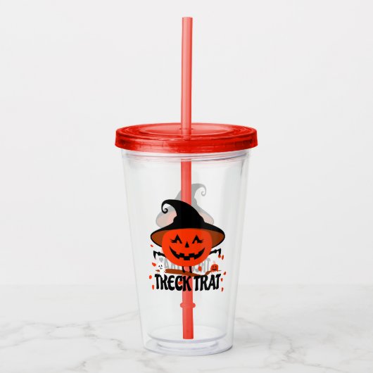 Treck Trat pompoen lachend Acryl Drinkbeker (Voorkant)