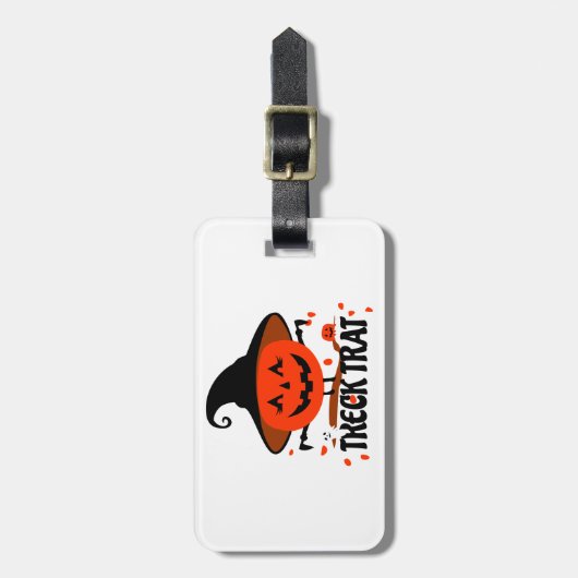 Treck Trat pompoen lachend Bagagelabel (Voorkant verticaal)