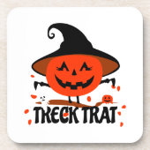 Treck Trat pompoen lachend Bier Onderzetter (Voorkant)