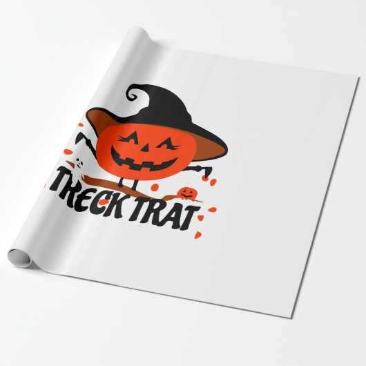 Treck Trat pompoen lachend Cadeaupapier (Uitgerold)