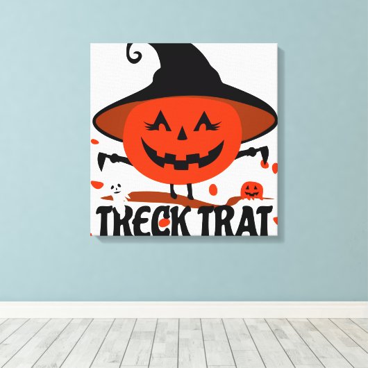 Treck Trat pompoen lachend Canvas Afdruk (Insitu (Houten vloer))