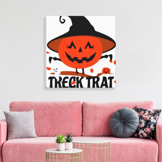 Treck Trat pompoen lachend Canvas Afdruk (Insitu (Woonkamer))