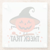 Treck Trat pompoen lachend Glazen Onderzetter (Achterkant)