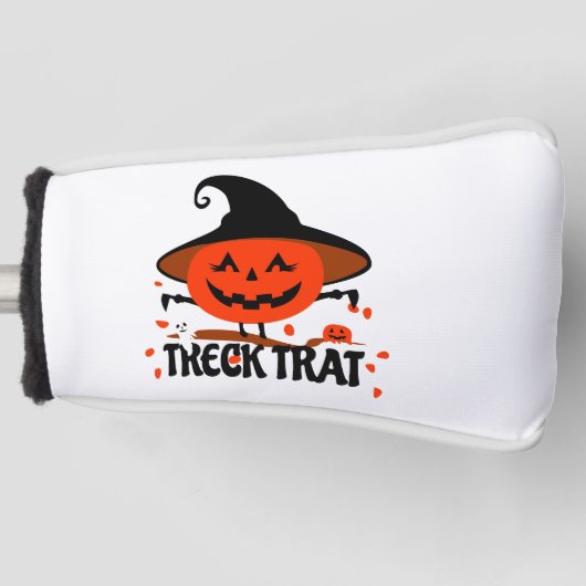 Treck Trat pompoen lachend Golfheadcover (Voorkant)