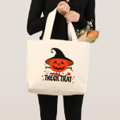 Treck Trat pompoen lachend Grote Tote Bag (Voorkant (product))