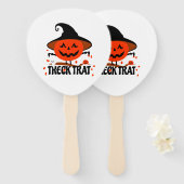 Treck Trat pompoen lachend Handwaaier (Voorkant en achterkant)