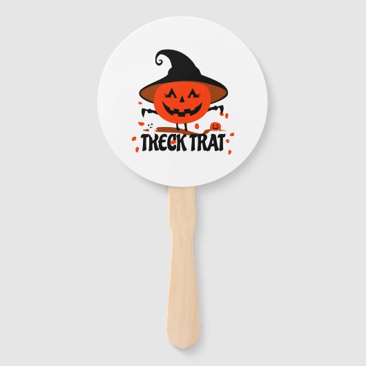 Treck Trat pompoen lachend Handwaaier (Achterkant)