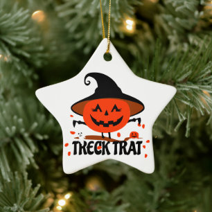 Treck Trat pompoen lachend Keramisch Ornament