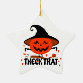 Treck Trat pompoen lachend Keramisch Ornament (Voorkant)