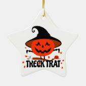 Treck Trat pompoen lachend Keramisch Ornament (Achterkant)