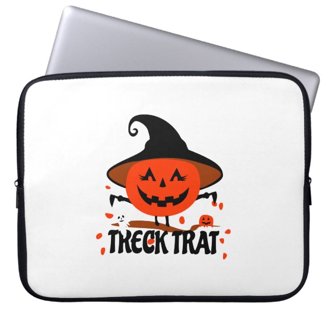 Treck Trat pompoen lachend Laptop Sleeve (Voorkant)