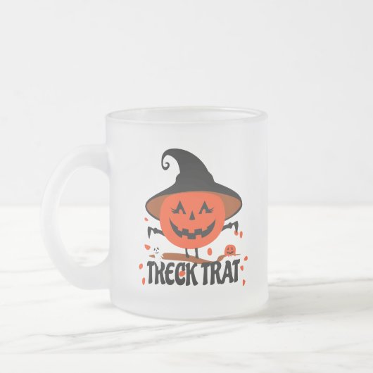 Treck Trat pompoen lachend Matglas Koffiemok (Links)