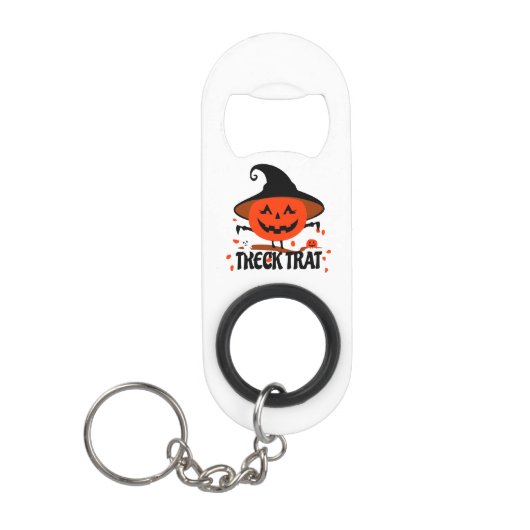 Treck Trat pompoen lachend Mini Flessenopener (Voorkant)