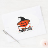 Treck Trat pompoen lachend Ovale Sticker (Envelop)