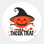 Treck Trat pompoen lachend Ronde Sticker (Voorkant)