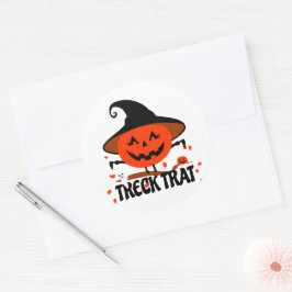 Treck Trat pompoen lachend Ronde Sticker