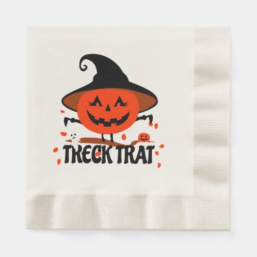 Treck Trat pompoen lachend Servet (Voorkant)