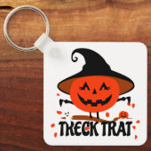 Treck Trat pompoen lachend Sleutelhanger (Voorkant)