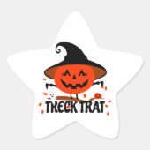 Treck Trat pompoen lachend Ster Sticker (Voorkant)