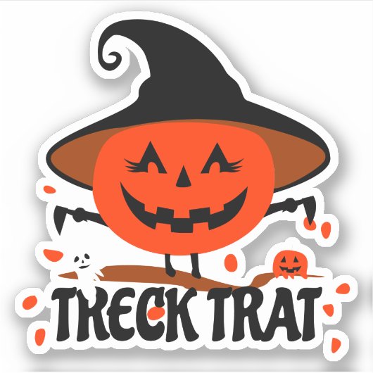 Treck Trat pompoen lachend Sticker (Voorkant)