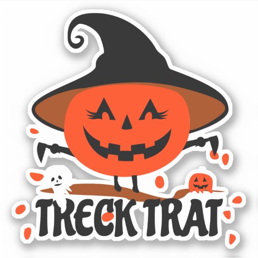 Treck Trat pompoen lachend Sticker (Voorkant)