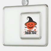 Treck Trat pompoen lachend Verzilverd Omlijst Ornament (Links)