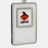 Treck Trat pompoen lachend Verzilverd Omlijst Ornament (Rechts)