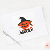 Treck Trat pompoen lachend Vierkante Sticker (Envelop)