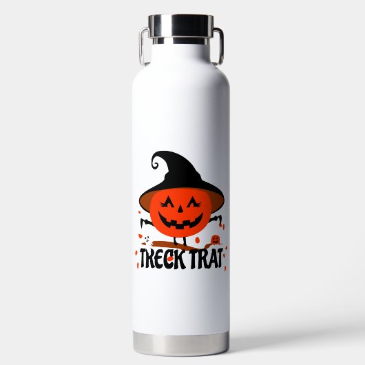 Treck Trat pompoen lachend Waterfles (Voorkant)