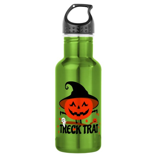 Treck Trat pompoen lachend Waterfles (Voorkant)