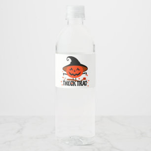 Treck Trat pompoen lachend Waterfles Etiket