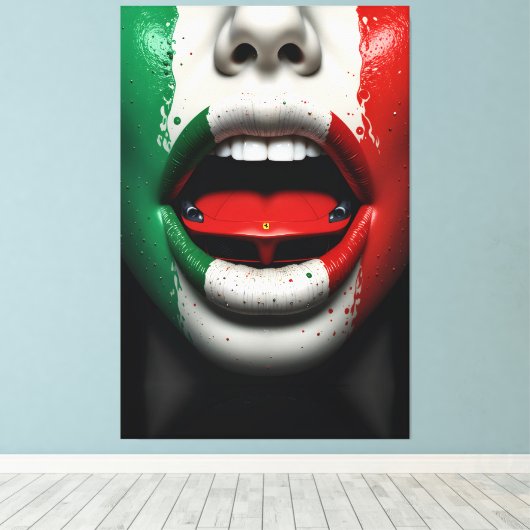 Trecolori Italiaanse auto liefde Canvas Afdruk (Insitu (Houten vloer))